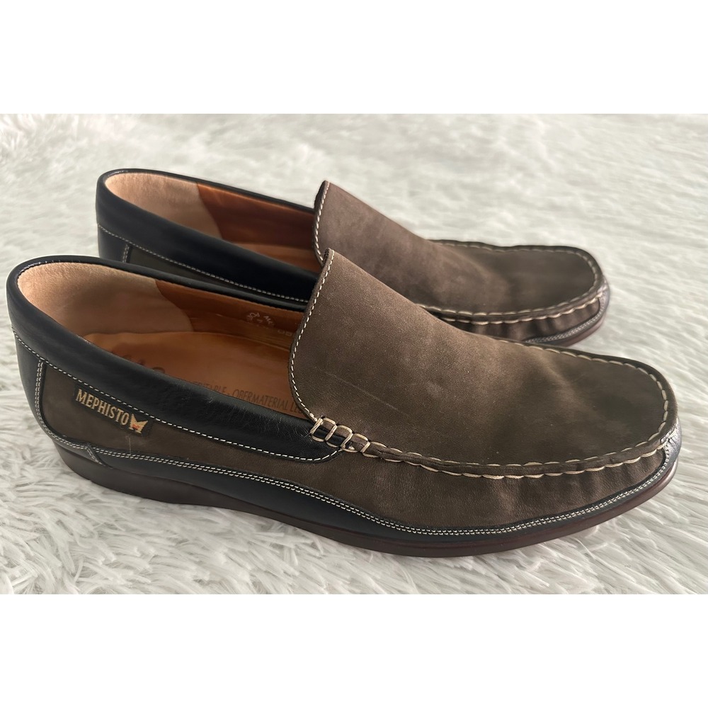 Mephisto Baduard Men's Loafers Brown Nubuck Leather Cool-Air Slip On Shoes sz 10